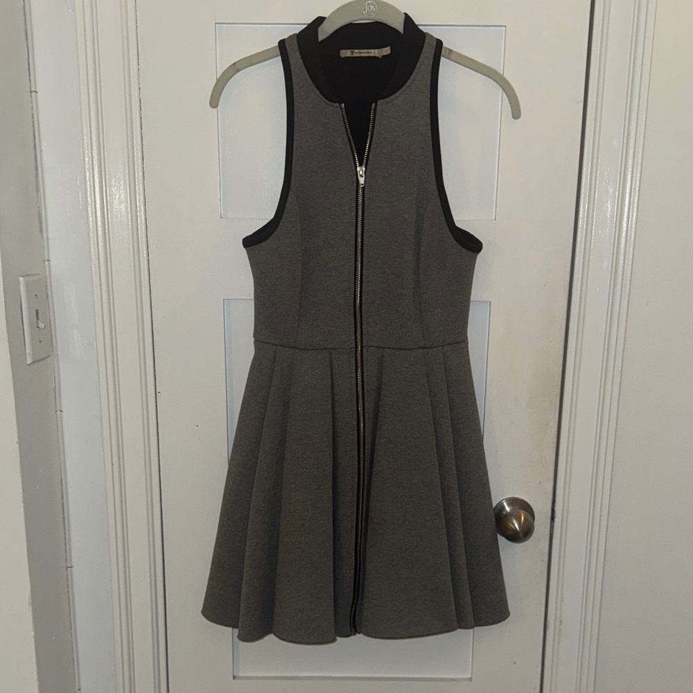 Alexander Wang Gray and Black Zip Up Dress